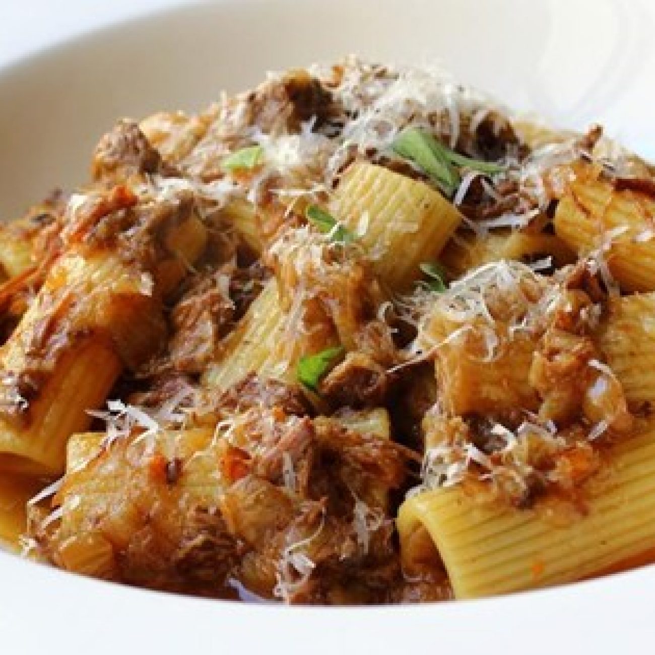 Rigatoni alla carbonara con Shiitake Tenuta Pozzi (Salamoia)