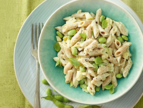 PENNE INTEGRALI MELA E CURRY CON EDAMAME